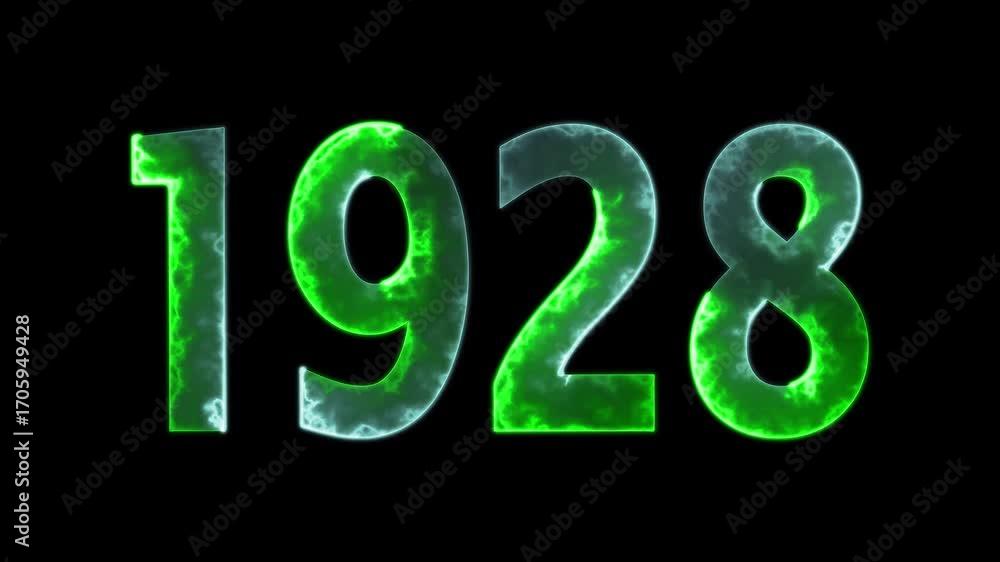 Poster 1928 neon line text animation. 1928 year text effect with neon glow. colorful 1928 typography effect