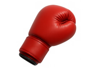 Red boxing glove floating on transparent background