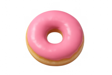 Delicious pink donut isolated on transparent background