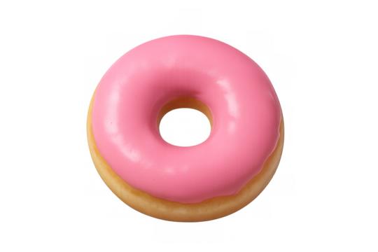 Delicious pink donut isolated on transparent background