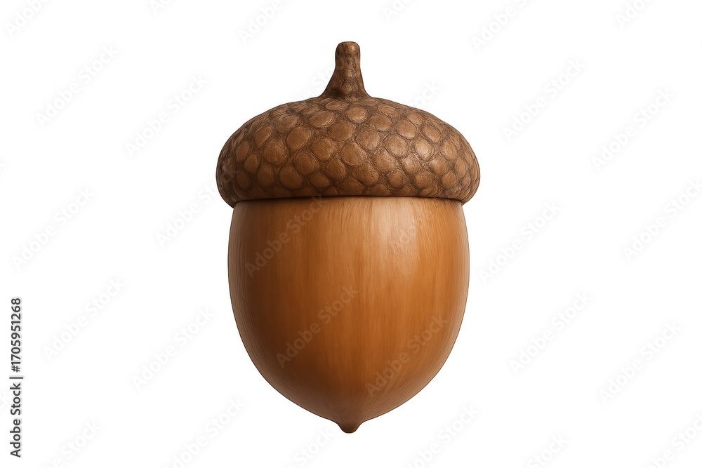 Poster realistic 3d acorn rendering on transparent background