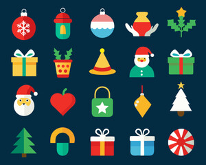 Collection of festive christmas and holiday icons
