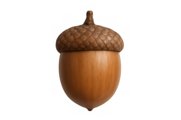 Realistic 3d acorn rendering on transparent background