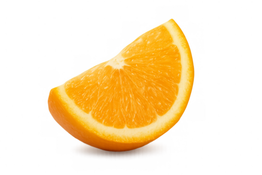 Juicy orange slice isolated on transparent background showing refreshing pulp