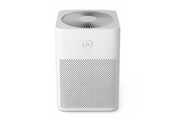 White air purifier with transparent background purifying the air