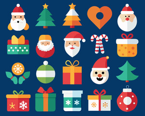 Collection of flat design christmas icons and symbols