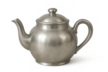 Classic metal teapot on transparent background, perfect for beverage concepts