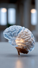 Exploring ai therapeutics and medical ethics. glowing brain concept in neuroscience represents intelligence innovation and future of healthcare technology