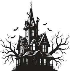 Obraz premium Halloween Spooky house silhouette