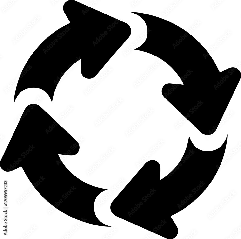 Poster circular arrows icon representing recycling and repetition