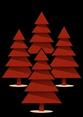 Fototapeta premium Minimalist red Christmas trees