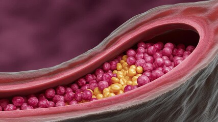 Painful gallstone disease anatomical illustration detailing medical cross section with stone blockage in bile duct, serious condition involving cholesterol pigment stones