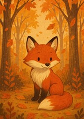 Obraz premium Charming fox amidst autumn forest.