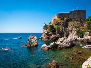 St. Lawrence Fortress on a cliff above the Adriatic coast at Dubrovnik in Croatia was a TV location for the Red Keep at King&rsquo;s Landing in TV series &lsquo;Game of Thrones&rsquo;. Text space.