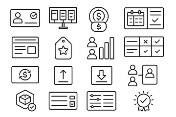 Business, office outline icon set. corporate, finance graphics in line style collection