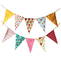 Obraz premium A colorful fabric bunting with various patterns and colors.