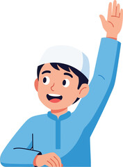 Muslim Boy Raising His Hand in Class