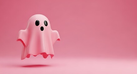 Cute pink ghost floating