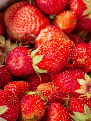 red bright strawberry close up as texture background