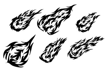 Silhouette Fire flames set. flames. fire. burning.