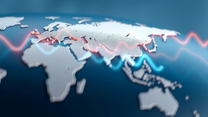 Global emerging market analysis of growing economic debt. financial chart and world map detailing volatile trade investment, stock fluctuation, and international finance risks - Powered by Adobe