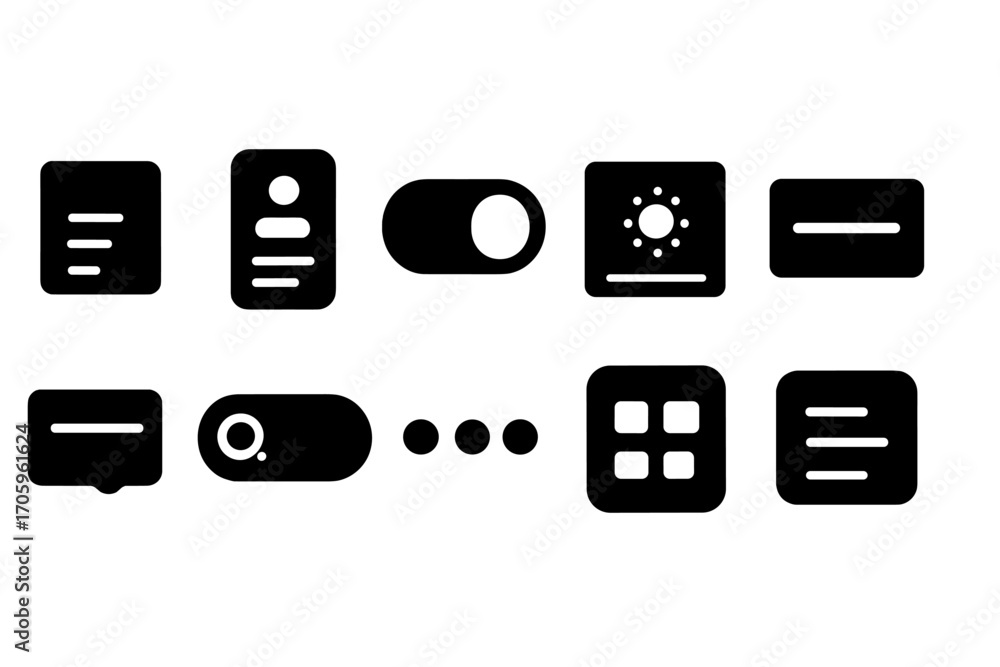 Poster user interface solid icon set. essential ui elements for apps and websites