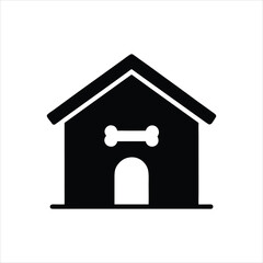 Puppy Home with Bone Sign Silhouette Vector - Dog House and Treat Illustration