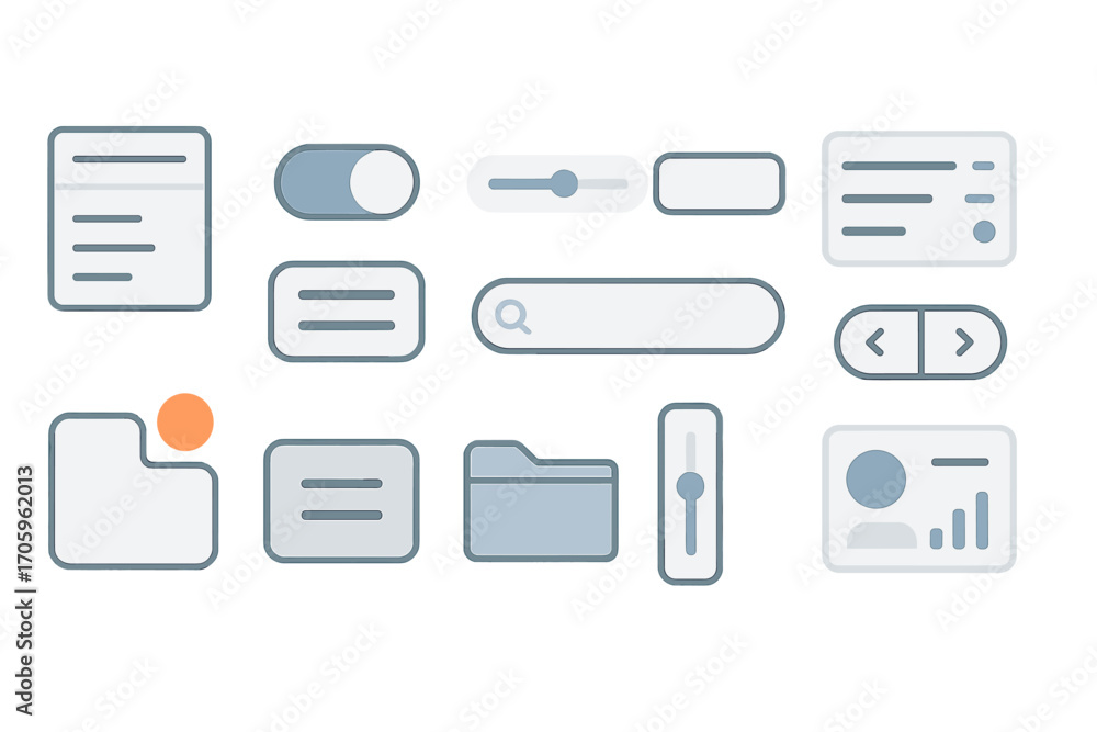 Poster user interface line icon set. ui, ux elements, menu, button, toggles outline collection