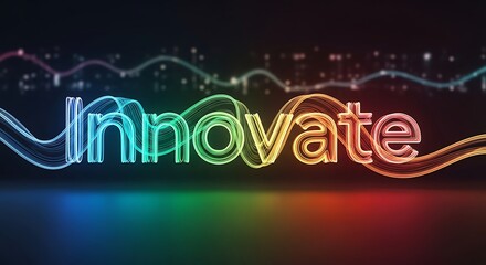 Vibrant Neon Word Art of Innovate.