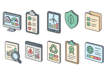 Environment and energy flat icon set. green, sustainability symbols, eco-friendly images