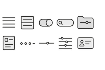 Ui and ux outline icon set. interface, web design symbols outline collection
