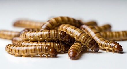 Mealworms isolated on white background
