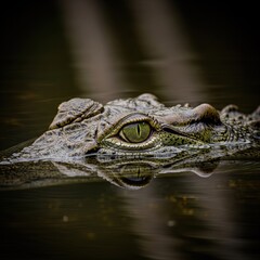 Obraz premium Crocodile Eye Reflection