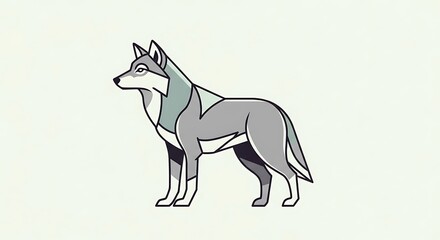 Fototapeta premium Stylized Gray Wolf Illustration with Geometric Design Elements.
