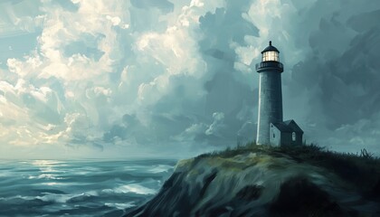 Minimalistic Art Inspired By Lighthouses And Castle Hill Towers On The Sea Coast