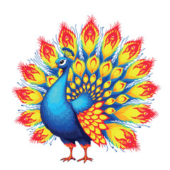 Vsai colorful peacock showing its beautiful plumage