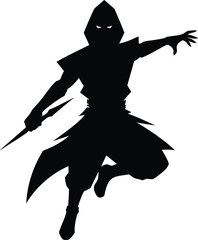 Ninja Black Silhouette vector illustration isolated on a white background