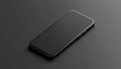 Detailed Smartphone Mockup With Screen On: Black Models Smartphone Template Front View Showcasing A Detailed And Realistic Model Mobile Phone Design.