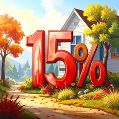 Autumnal scene with large red 15% discount graphic