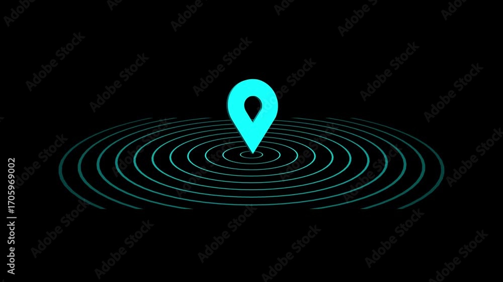 Leinwandbilder location animation. gps location pointer with radio wave animation. pin pointer with radio wave targ