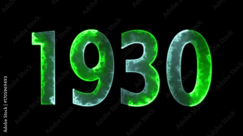 Poster 1930 neon line text animation. 1930 year text effect with neon glow. colorful 1930 typography effect