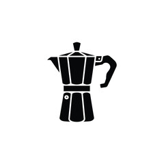 Classic black silhouette of a moka pot coffee maker