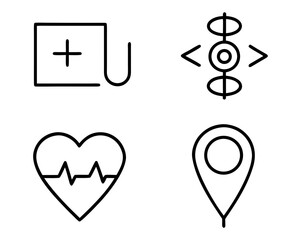 Set of four simple medical and location icons