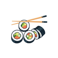 sushi with chopsticks
