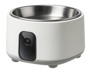 Automatic pet water dispenser with motion sensor activation for a veterinary clinic waiting room.