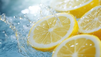 Lively Lemon Slices Making A Splash In Sparkling Water: Highlighting The Invigorating Flavor Of Citrus Fruit Against A Radiant Background.