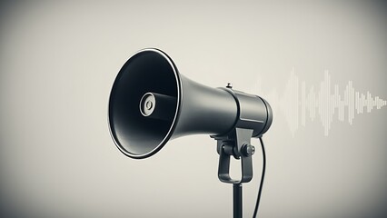 A vintage megaphone with visualized sound waves, showcasing retro charm and simplicity.