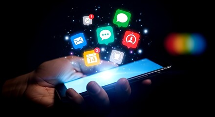 Fototapeta premium Social Media Notifications on Smartphone in Hand