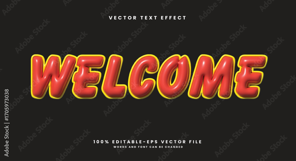 Poster welcome 3d inflated lettering editable text effect template