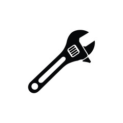 Black silhouette of an adjustable wrench tool